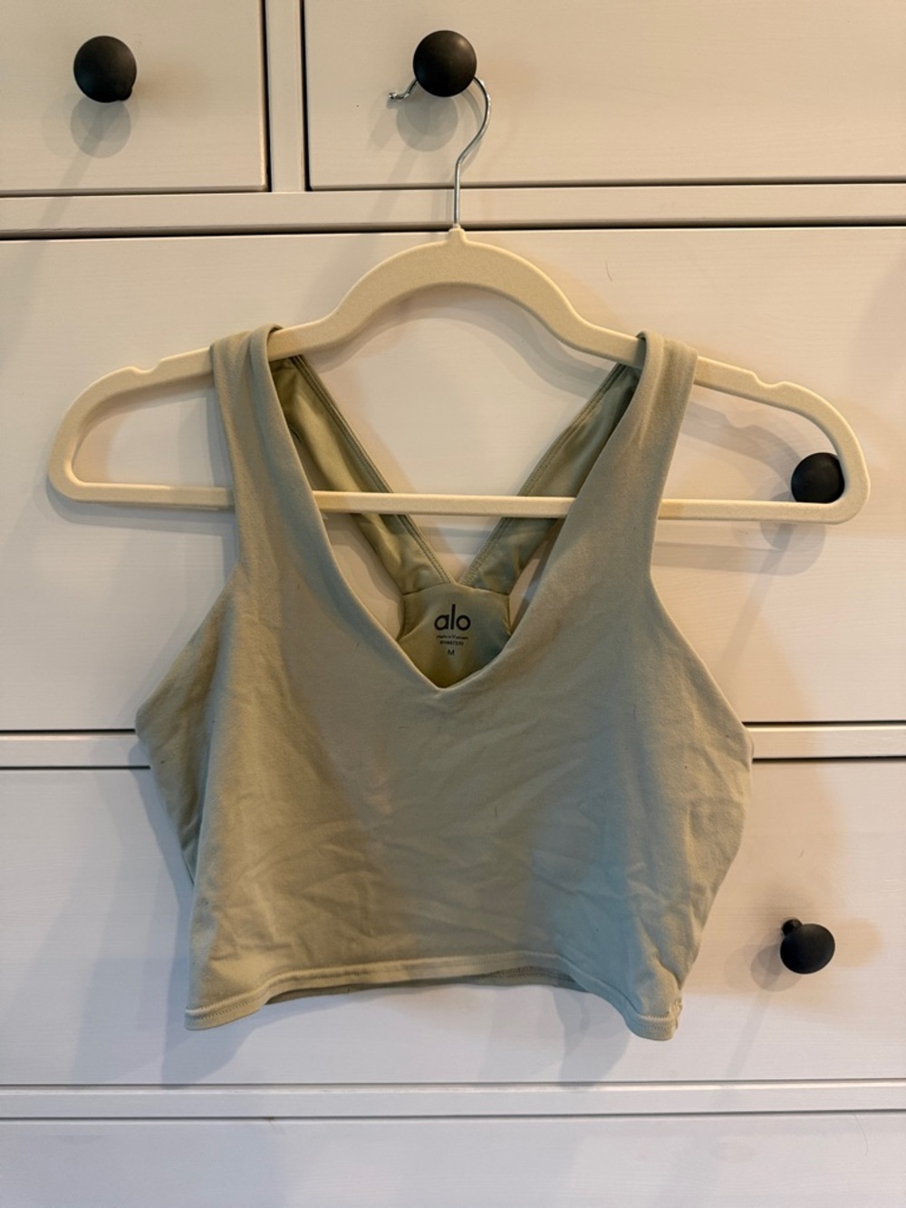 ALO Yoga Sage Green Crossback Crop Bra